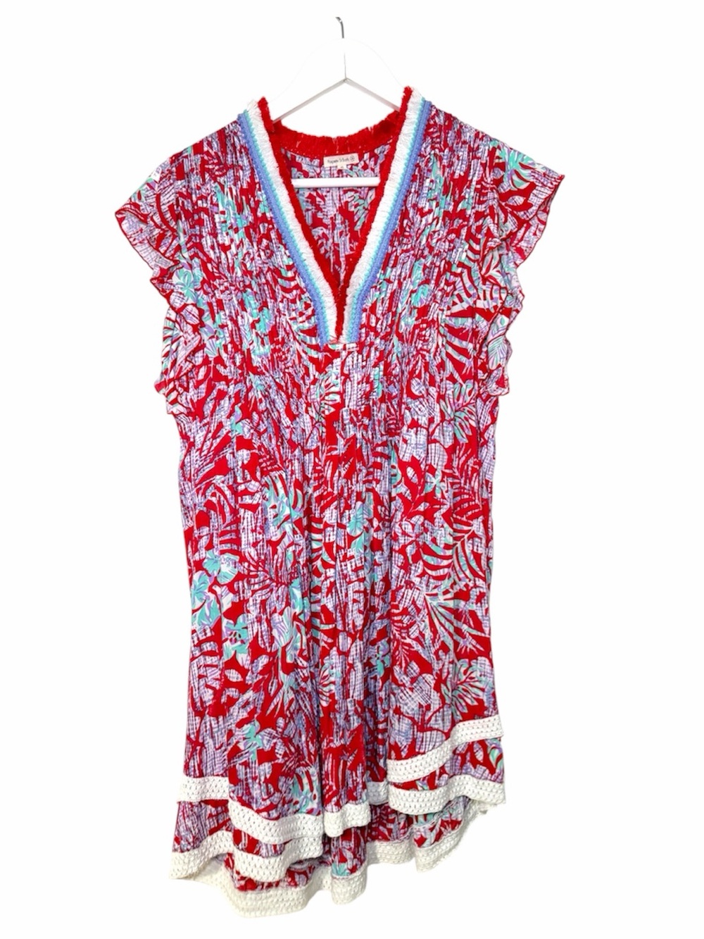 Poupette St. Barth Sasha V Neck Floral Print Mini Dress Size XS